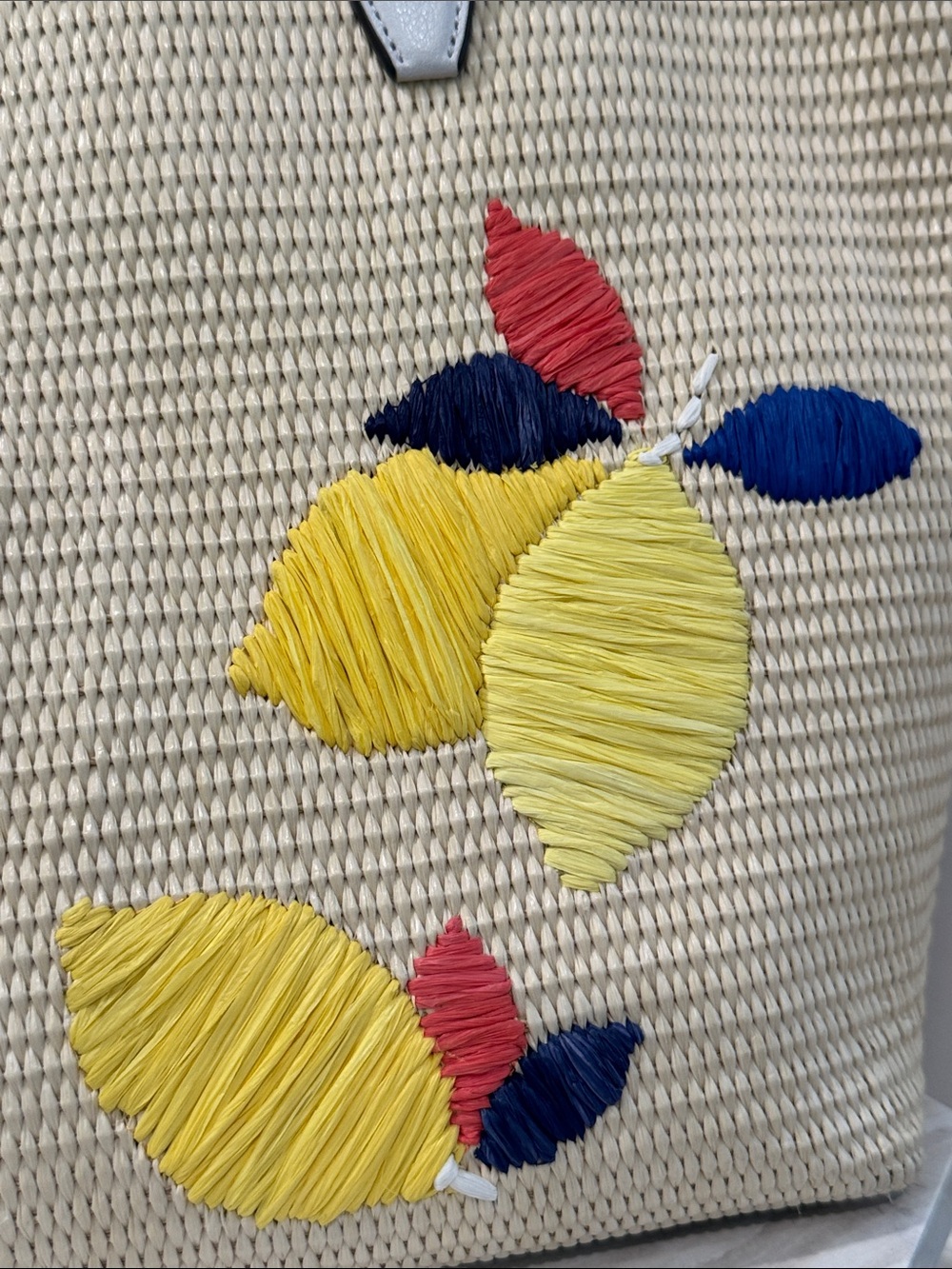 kate spade Bag Ash Straw Lemon Zest Large Woven Tote EUC - Picture 7 of 17